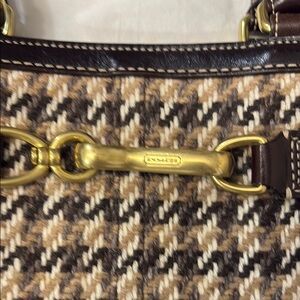 Coach Houndstooth Shoulder Bag with Gold Accents